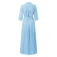 thumbnail image 4 of Women Fashion Pure Color V-Neck Lacing Slim Body Wrap Hips Long Dress, 4 of 6