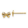 thumbnail image 1 of 14k Yellow Gold Cubic Zirconia Cz Childrens Bow Earrings Arrow, 1 of 7