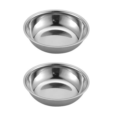 2 Pcs Plat à Sauce en Acier Inoxydable Plats à Épices Bol à Trempette pour Maison Restaurant (Grande Taille)