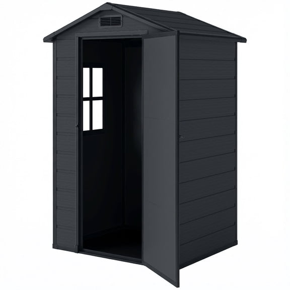 CoSoTower Remise de Jardin en Plastique 4 Pieds x 3 Pieds avec Plancher, Petite Remise Extérieure avec Porte Verrouillable, Fenêtre et Évent, Gris Foncé