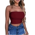 thumbnail image 1 of DPTALR Women's Solid Color Summer Casual Top Tube Top Strapless Blouse, 1 of 4
