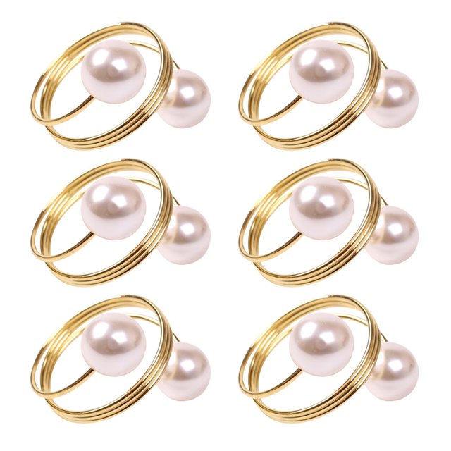 6 Pcs Serviette de Table Décorée de Perles pour Restaurant Hôtel Anneau de Serviette de Noël avec Attaches