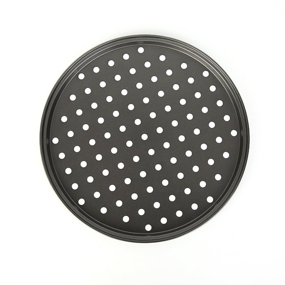 thinsony Round Mesh Tray with Holes Bakeware Set Shortbread Making Tool Non-stick Carbon Steel Baking Pan Practical Oven Frying Mold Shop 32CM