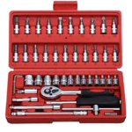 46-In-1 Trousse d'outils polyvalents & Set de socket à tournevis avec outil de précision, poignée ergonomique polyvalente, poignée confortable