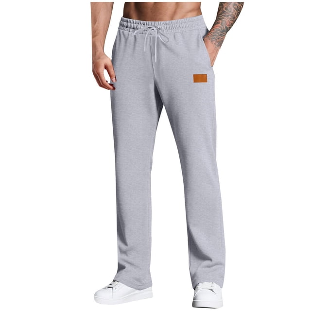BLCHUNen Mens Sweatpants Fleece Drawstring Elastic Waist Straight Leg Athletic Gym Running Sports Workout Pants