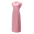thumbnail image 3 of UPPADA Robe Longue Maxi Sans Manches à Col Rond pour Femme, Unie, avec Poches, en Lin, Ample et Grand, Style Caftan, 3 of 6