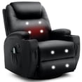 thumbnail image 1 of Korser Swivel Rocker Recliner Chair with Massage Faux Leather for Living Room,Black, 1 of 7