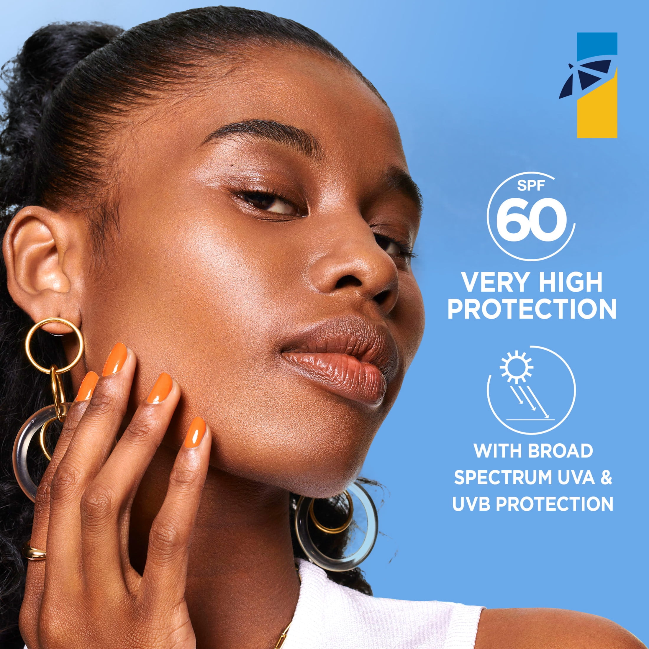 Garnier Ombrelle Sensitive Expert+ Écran solaire visage FPS 60, testé par des dermatologues, peaux sensibles, hypoallergénique, non gras, sans parfum, protection à large spectre UVA/UVB, 90ml