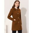 thumbnail image 3 of INSPIRE CHIC Manteau Trench d'Hiver pour Femme à Col Rabattu, Simple Boutonnage, Brun Foncé, TG, 3 of 6