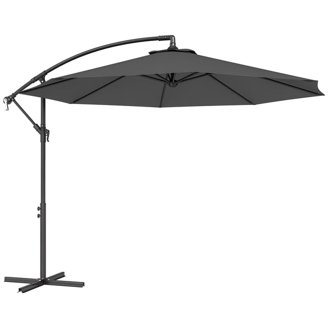 Outsunny 10' Deluxe Patio Umbrella, Outdoor Market Parasol, Grey