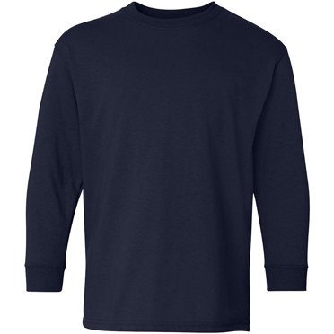 Gildan T-Shirt à Manches Longues en Coton Épais pour Garçons (G540B) - Marine - G