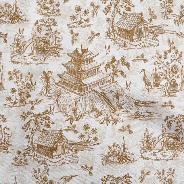 oneOone Polyester Spandex Brown2 Fabric Asian Japanese Pattern Sewing Craft Projects Fabric Prints By Yard 56 Inch Wide