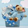 thumbnail image 2 of Newborn Baby Boy Gift Basket with Fleece Blanket, Teddy Bear, Washcloths, Bathtime Accessory, 2 of 3