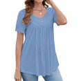 thumbnail image 2 of Baberdicy Ruched Tunic Tops for Women - Casual Short Sleeve Blouses (Leggings Matching, Spring/Summer Outfits) Sky Blue M, 2 of 4