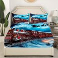 thumbnail image 3 of Erosebridal Christmas Train Bed Sheets Set Queen Size, Moon Print Bedding Set, Winter Snowflake Decor, 4-Piece, 3 of 6