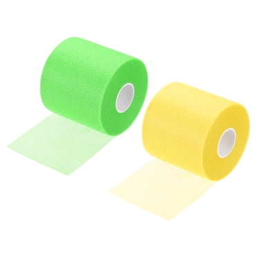 Unique Bargains 30 Yard PU Tennis Badminton Racket Grip Cushion Wrap Tape Backing Film, Green/Yellow 2 Pack