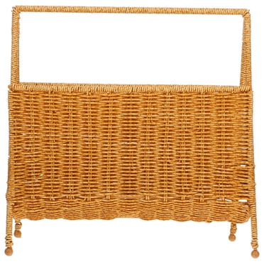 Milisten Porte-Revues en Plastique en Rotin, Étagère de Rangement pour Revues, Support Tissé pour Revues