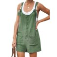 thumbnail image 1 of MAWCLOS Combishort pour Femmes Couleur Unie Combinaisons Bretelles Réglables Jeans Pantalons Bretelles en Denim Vert Armée S, 1 of 2