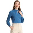 thumbnail image 1 of INSPIRE CHIC Blouse à Boutons pour Femmes à Col Montant avec Goutte d'Eau, Dos Plissé, 1 of 6
