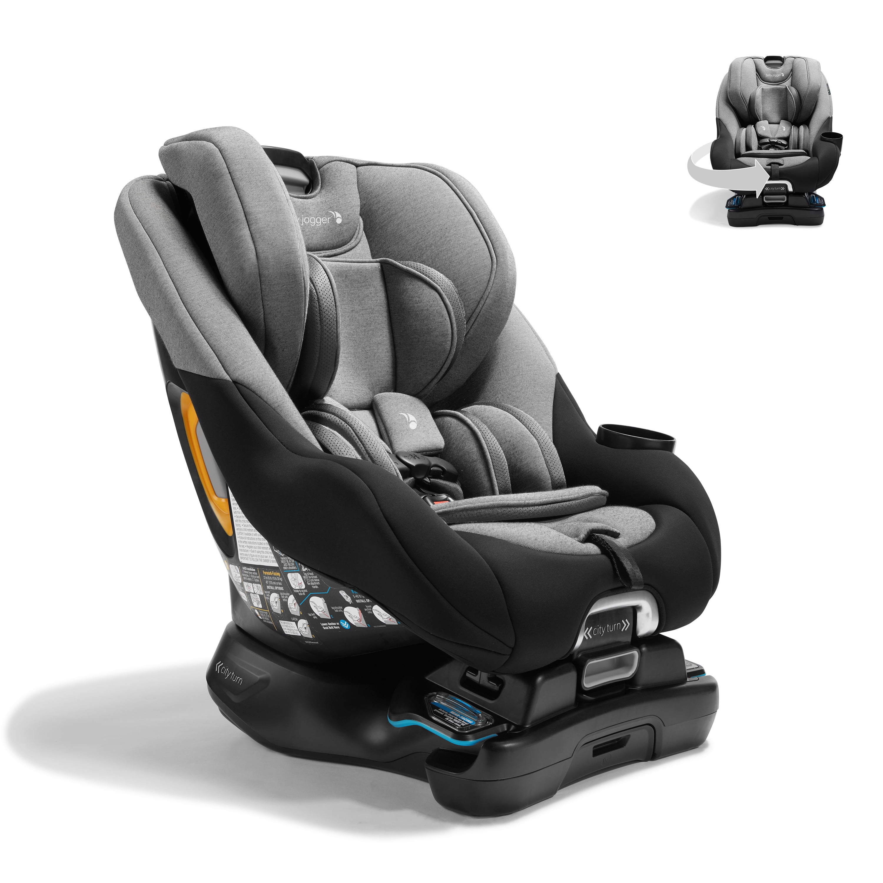 Baby Jogger City Turn Rotating Convertible Car Seat, Onyx Black