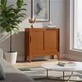 thumbnail image 2 of Harper Armoire de Rangement Basse Moderne en Bois Franc Massif de 30 Pouces de Large, Brun Teck, 2 of 11