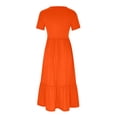 thumbnail image 4 of Weiqiqre Robes de Boîte de Nuit et de Sortie pour Femmes, Robe d'Été Décontractée à Manches Courtes et Col Rond pour Femmes, Robe Longue Fluide à Étages de Plage avec Poches, 4 of 8