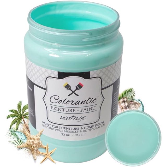 COLORANTIC | Caribbean Sea Chalk Paint for Furniture | A cheerful turquoise blue | 32 oz
