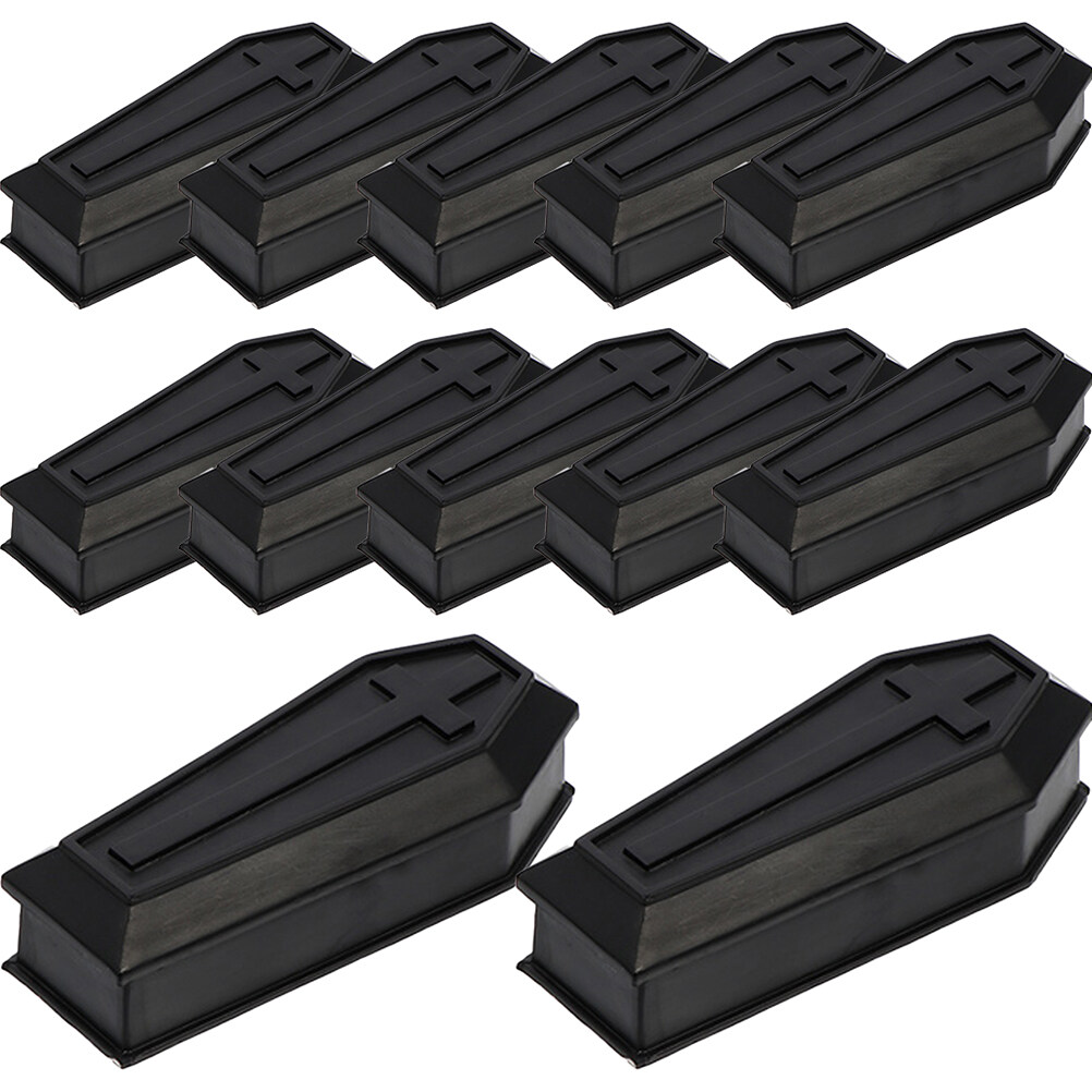 14pcs Halloween Coffin Prop Plastic Coffin Box with Lid Party Treat Box Prank Props