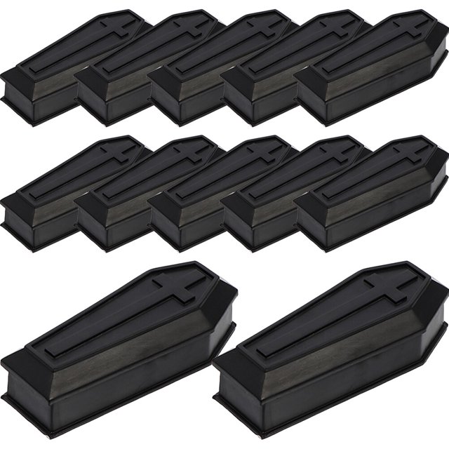14pcs Halloween Coffin Prop Plastic Coffin Box with Lid Party Treat Box Prank Props
