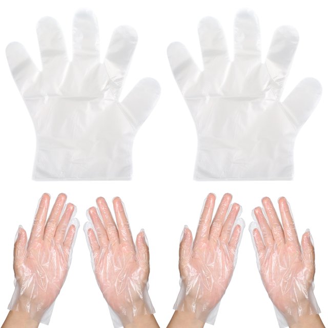 Shisuyan de 100 Pcs Gants Jetables en PE Gants à Film Rétractable Gants Pratiques de Protection pour les Mains