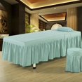 thumbnail image 3 of veasfak Jupe de Table de Massage SPA Housse de Lit de Beauté Lin Cantonnière Drap Vert Pâle, 3 of 6