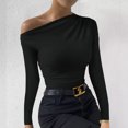 thumbnail image 4 of Yuyuzo Going out Tops for Women Fall Cold Shoulder Long Sleeve Slim Fitted Solid Color Tee Shirts, 4 of 5