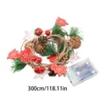 thumbnail image 3 of WLOELOEW Led Pinecone Wood Chip Five Pointed Star Christmas Decoration With Red Berries Battery Powered Light String For Tree Wreath Decor Plastic Material Color B B, 3 of 7