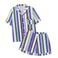 thumbnail image 1 of GDREDA Ensemble de Pyjama pour Femmes 2 Pcs Ensembles de Pyjama pyjamas pour Femmes Tigre Floral Imprimé Graphique Chemise à Boutons à Manches Courtes et Short Ensemble de Pyjama Femmes Ensembles de Pyjama pyjamas Bleu,P, 1 of 5
