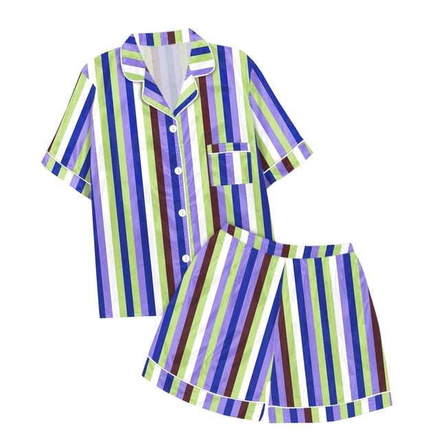 GDREDA Ensemble de Pyjama pour Femmes 2 Pcs Ensembles de Pyjama pyjamas pour Femmes Tigre Floral Imprimé Graphique Chemise à Boutons à Manches Courtes et Short Ensemble de Pyjama Femmes Ensembles de Pyjama pyjamas Bleu,P
