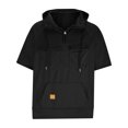 thumbnail image 4 of Men Solid Multi-pocket Short Sleeve Cargo Pullover Hoodies Workout Outdoor Sweatshirt(Black,S), 4 of 5