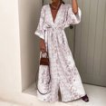 thumbnail image 2 of 2025 Robe à Col en V pour Dames à Manches Courtes, à Lacets, Imprimée, Grande Jupe, Robe d'Été pour Femmes, Robe Maxi pour Dames, Robes d'Été Décontractées pour Femmes, Robe de Saison, Robes Chemise Maxi, Robes Longueur Genou fo, 2 of 6