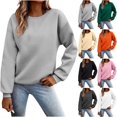 thumbnail image 1 of Sentmoon Hauts à Manches Longues pour Femmes Col Ras du Cou Hauts pour Femmes Chic Décontracté Ample Couleur Unie Vêtements d'Automne Doux et Confortable pour la Mode d'Automne Gris Foncé TG, 1 of 7