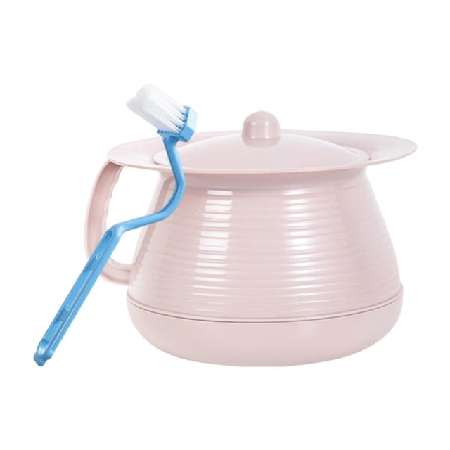 Tachiuwa Portable Spittoon Bedside Urinal Portable Handle Multifunction with Brush Toilet Pink