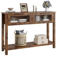 thumbnail image 1 of Yiwa 43-Inch Slim Console Table, Modern 2-Tier Sofa/Entryway Table with 2 Glass Storage Drawers for Living Room, Hallway & Foyer, 1 of 8