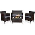 thumbnail image 2 of Costway 4PCS Rattan Patio Furniture Set Cushioned Sofa Chair Coffee Table Garden Grey, 2 of 9