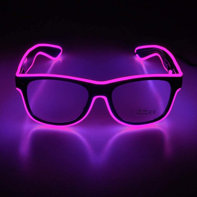 Light up El Wire Neon Rave Glasses Glow Flashing LED Sunglasses Costumes For Party, EDM, Halloween