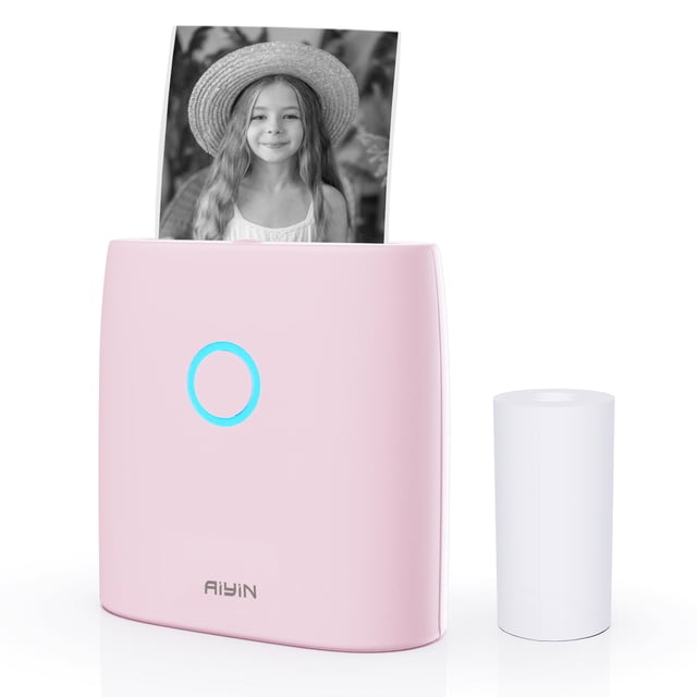 Graflsoa Pink Q2 57mm Thermal Printer with 300dpi Resolution, Bluetooth Connectivity, Compatible with Android & iOS, Built-in Lithium Battery, Includes 1 Roll of 57x30mm White Thermal Paper