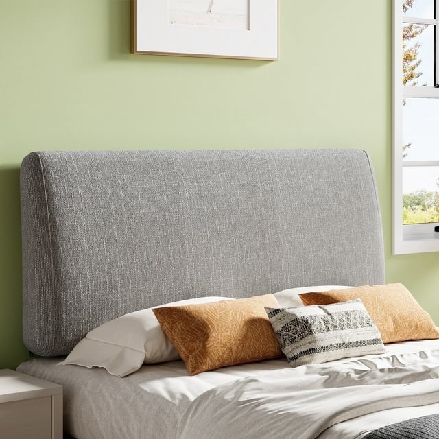 Pinmoco Tête de Lit Rembourrée en Mousse pour Lit Grand, Hauteur Réglable et Tête de Lit Ergonomique, Tissu Gris