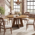 thumbnail image 1 of Tribesigns 47-Inch Round Dining Table for 4, Farmhouse Kitchen Table with Stylish Base & Wood Finish, Rustic Dinner Table for Dining Room, Home, Restaurant (Wood), 1 of 5