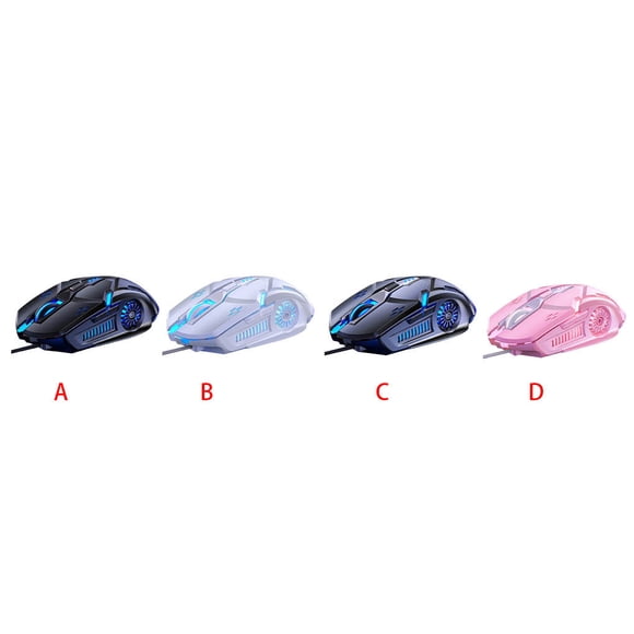 Xingzhi Gaming Mouse Low-noise 7 Color Backlight 6 Key Anti-slip Mechanical Mouse Gaming Accessory, Pink