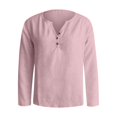 thumbnail image 4 of Casual Solid Long Sleeve V Neck T Shirt, 4 of 5