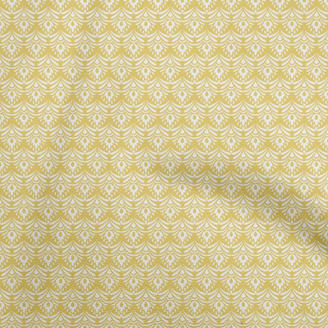 oneOone Rayon Yellow Fabric Asian Ornamental Craft Projects Decor Fabric Printed By The Yard 56 Inch Wide