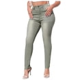 thumbnail image 3 of Bmisegm by Bmisegm Jeans Y2K pour Femmes, Coupe Ajustée, Extensibles, Taille Haute, Vert, TG, 3 of 8