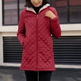 thumbnail image 2 of FAIWAD Women's Winter Coats Hooded Fleece Padded Zip Jackets Long Warm Slim Solid Color Overcoat, 2 of 7